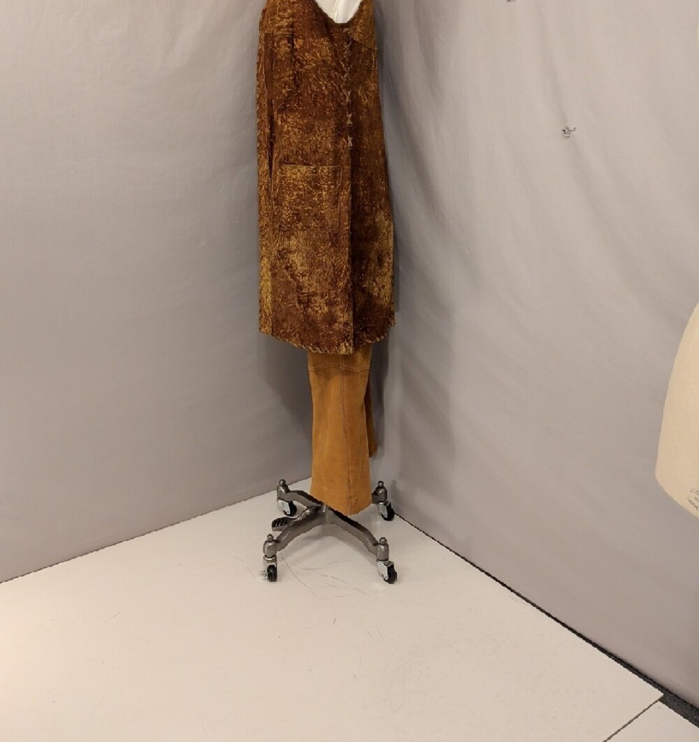 Vintage Suede Leather Long Vest and Pants 60s 70s Mod Groovy Hippie Women's SeeM - Picture 3 of 16